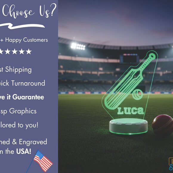 Custom Cricket LED Night Light – Fun Decor for Cricket Lovers - Picture 4 of 8